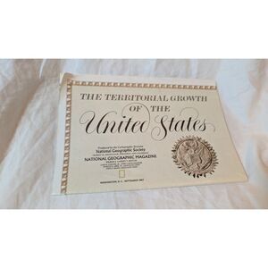 Vintage National Geographic Wall Map Growth of the United States 1987